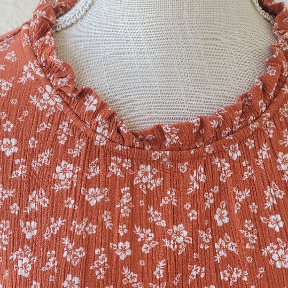 True Craft Rust Floral Mini Dress Size Large - Picture 5 of 7